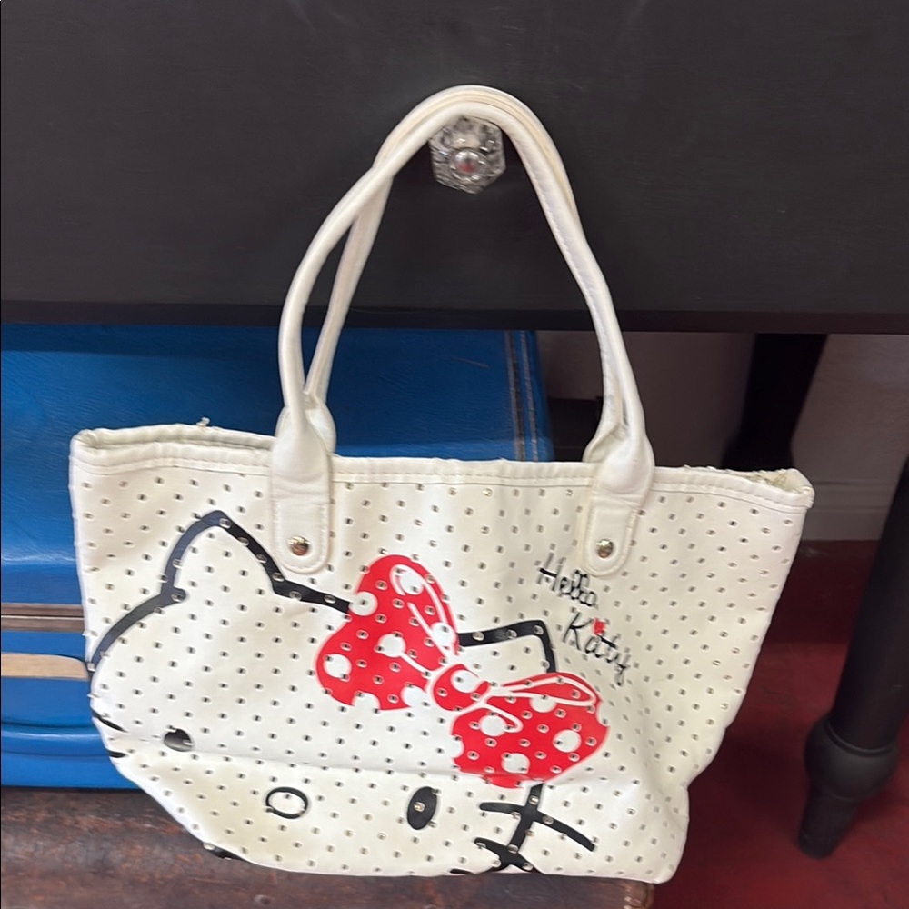 Hello Kitty Polka Dot Tote Bag - White and Red